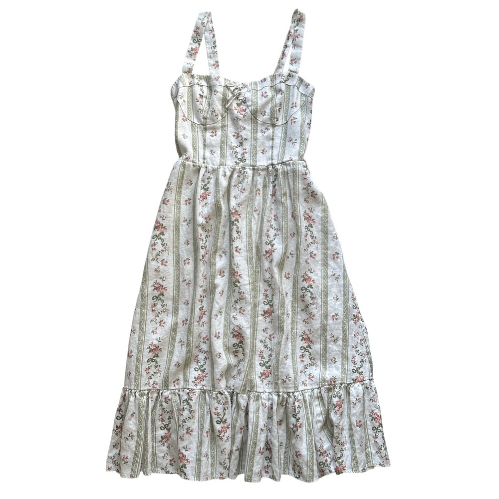 Reformation Maegan Midi Linen Dress Heath Floral 8 - Picture 9 of 13